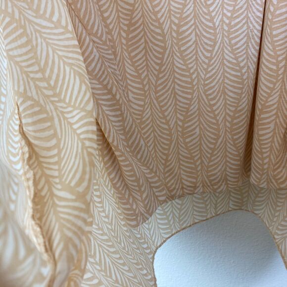 One World NWT Geometric Print Chiffon Poncho Top Size XL Wheat Tan Cream Boho - Picture 4 of 9